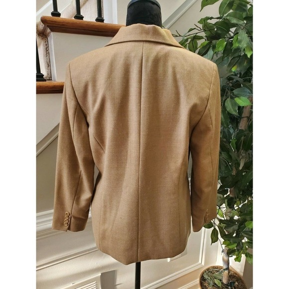 Pendleton Women's Tan Wool Two Buttons Single Breasted Fitted Blazer Size 10 - Picture 6 of 12